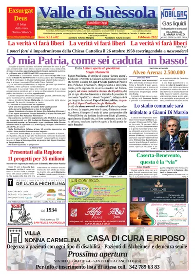 Prima pagina di Febbraio 2022