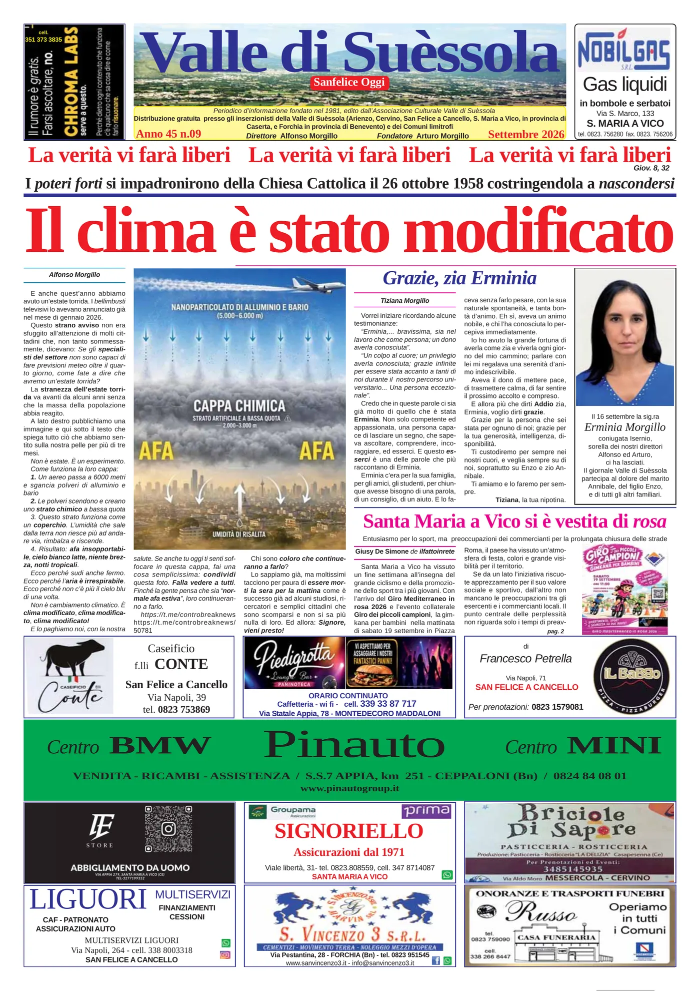 Prima pagina di Valle di Suèssola, Settembre 2026